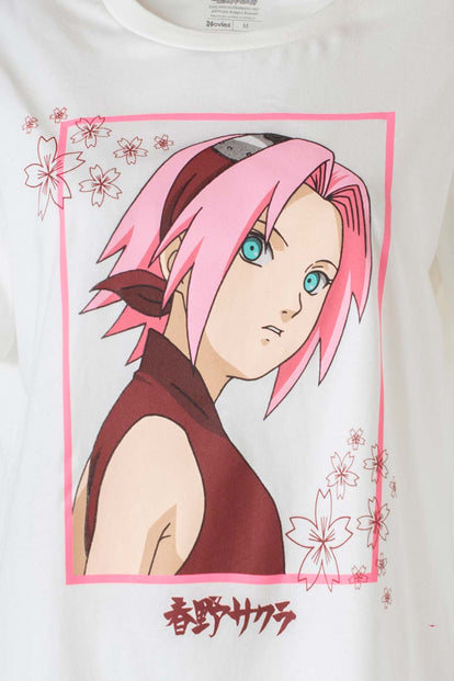 PIJAMA DE NARUTO ROSADO Y BLANCO DE PANTALÓN CORTO PARA MUJER