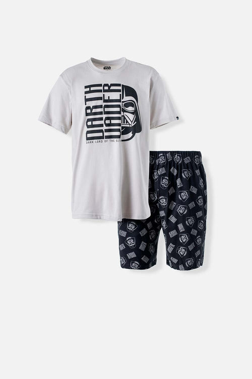 Card slide image -  PIJAMA DE STAR WARS  DE PANTALÓN CORTO GRIS Y NEGRO PARA HOMBRE