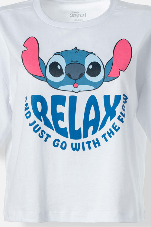 Card slide image -  PIJAMA DE STITCH BLANCA Y MULTICOLOR DE PANTALÓN CORTO PARA MUJER