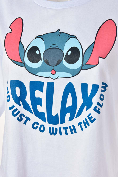 Card slide image -  PIJAMA DE STITCH BLANCA Y MULTICOLOR DE PANTALÓN CORTO PARA MUJER