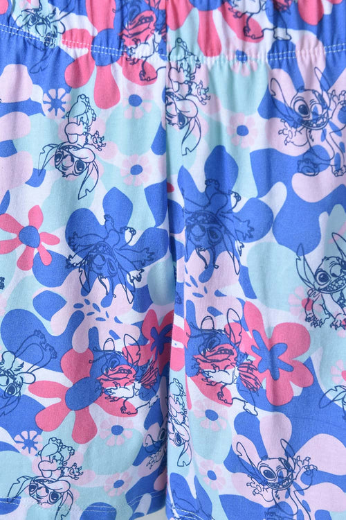 Card slide image -  PIJAMA DE STITCH BLANCA Y MULTICOLOR DE PANTALÓN CORTO PARA MUJER