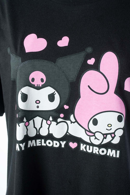 Card slide image -  PIJAMA DE MY MELODY & KUROMI NEGRA TIPO BATOLA PARA MUJER