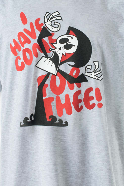 Card slide image -  PIJAMA DE BILLY Y MANDY GRIS Y ROJA DE PANTALÓN CORTO PARA HOMBRE