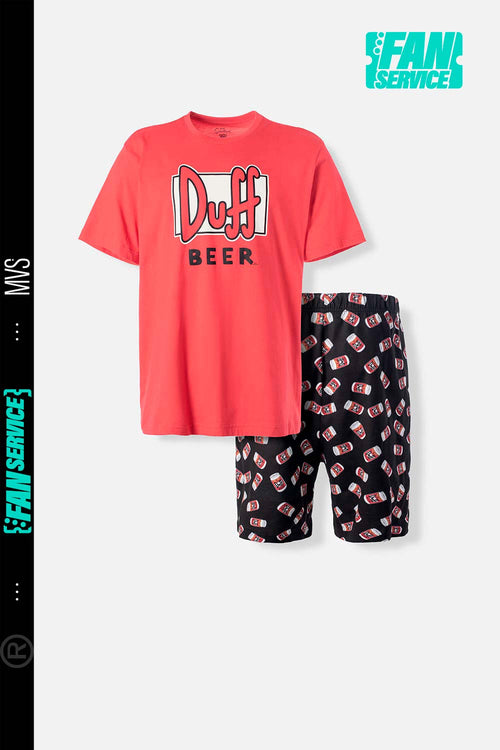 Card slide image -  PIJAMA DE LOS SIMPSON DE PANTALÓN CORTO ROJO Y NEGRO PARA HOMBRE