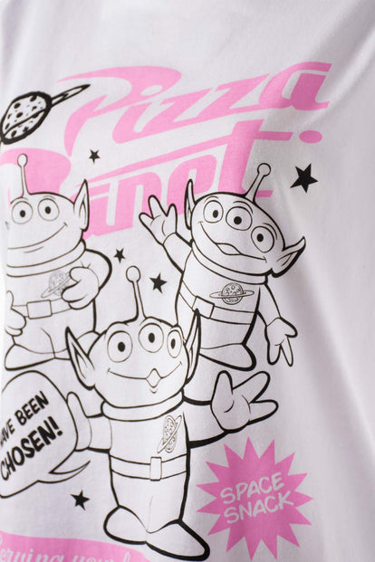 PIJAMA DE TOY STORY CON PANTALÓN CORTO BLANCO Y ROSA PARA MUJER