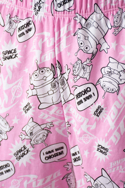 PIJAMA DE TOY STORY CON PANTALÓN CORTO BLANCO Y ROSA PARA MUJER