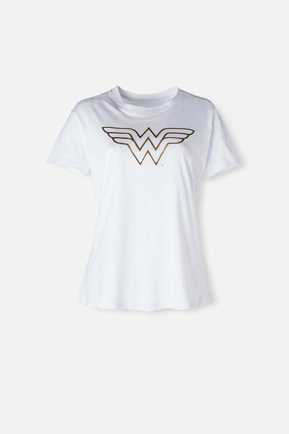  CAMISETA DE LA MUJER MARAVILLA MANGA CORTA BLANCA PARA MUJER