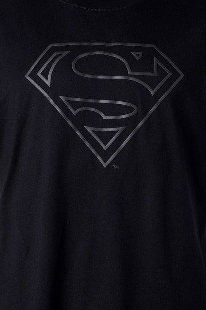  CAMISETA DE SUPERMAN MANGA CORTA NEGRA PARA HOMBRE