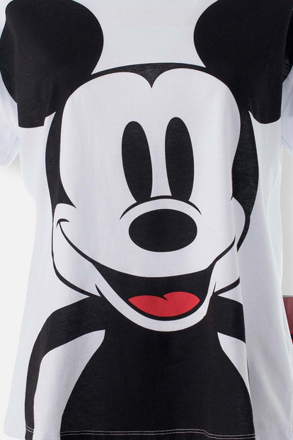PIJAMA DE MICKEY MOUSE PANTALÓN CORTO BLANCO Y ROJO PARA MUJER
