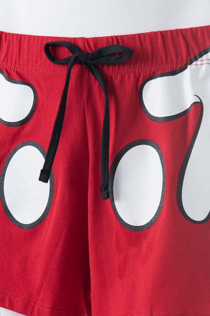 PIJAMA DE MICKEY MOUSE PANTALÓN CORTO BLANCO Y ROJO PARA MUJER