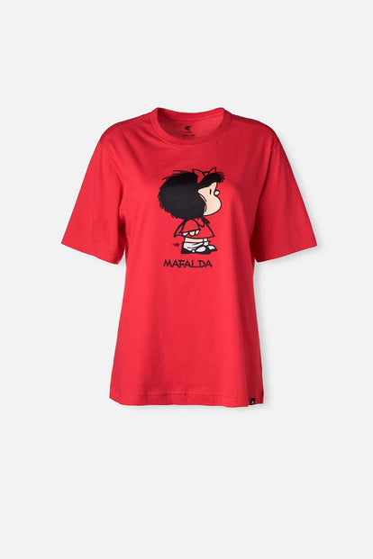  CAMISETA DE MAFALDA MANGA CORTA ROJA PARA MUJER