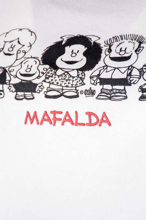 Card slide image -  CAMISETA DE MAFALDA MANGA CORTA MARFIL Y ROJO PARA MUJER