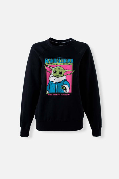BUZO DE MANDALORIAN CERRADO NEGRO PARA MUJER