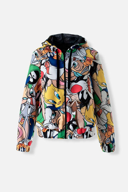  CHAQUETA DE LOS LOONEY TUNES CON CAPUCHA MULTICOLOR PARA MUJER