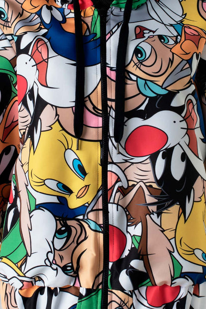  CHAQUETA DE LOS LOONEY TUNES CON CAPUCHA MULTICOLOR PARA MUJER