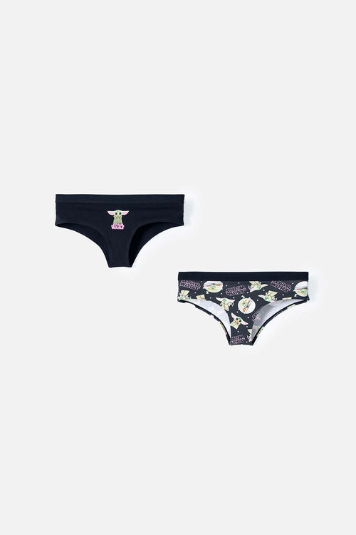 PACK X2 PANTIES DE MANDALORIAN ESTAMPADO NEGRO PARA MUJER