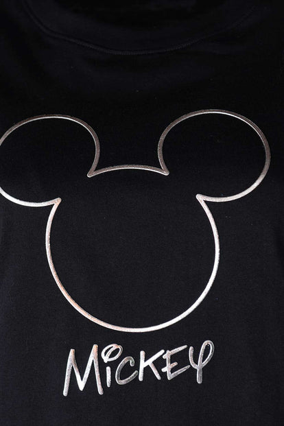  CAMISETA DE MICKEY MOUSE ESTAMPADA NEGRA PARA MUJER