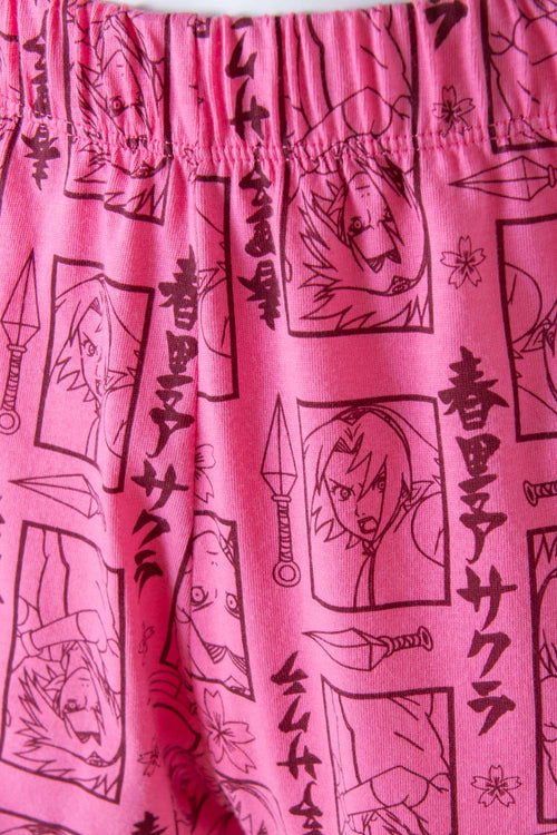 Card slide image -  PIJAMA DE NARUTO ROSADO Y BLANCO DE PANTALÓN CORTO PARA MUJER