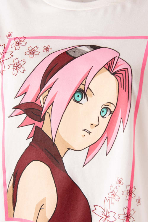 Card slide image -  PIJAMA DE NARUTO ROSADO Y BLANCO DE PANTALÓN CORTO PARA MUJER