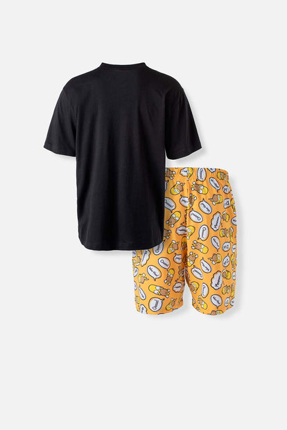  PIJAMA DE LOS SIMPSON NEGRA Y AMARILLA CON PANTALÓN CORTO PARA HOMBRE