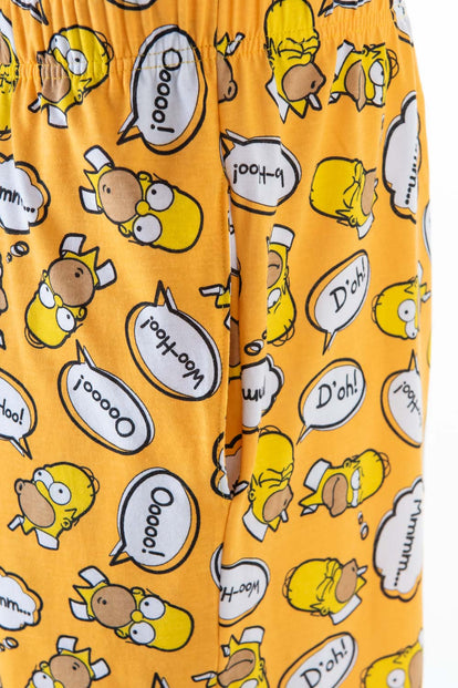  PIJAMA DE LOS SIMPSON NEGRA Y AMARILLA CON PANTALÓN CORTO PARA HOMBRE