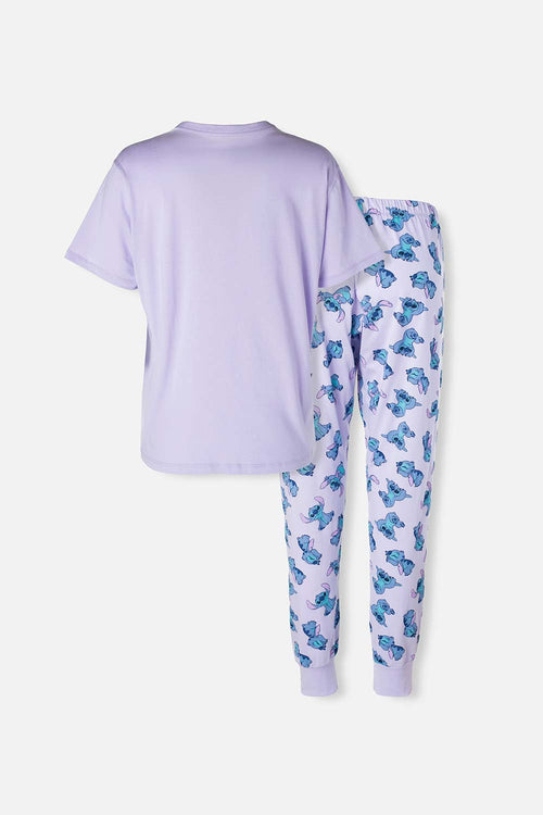 PIJAMA DE STITCH LILA DE PANTALÓN LARGO PARA MUJER