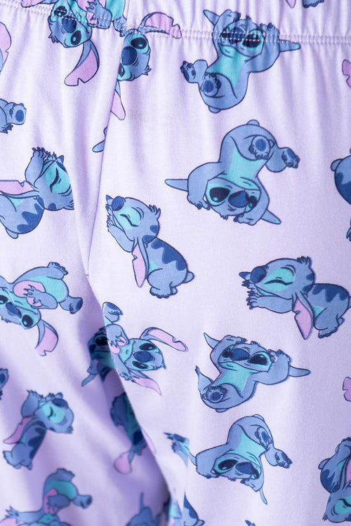 PIJAMA DE STITCH LILA DE PANTALÓN LARGO PARA MUJER