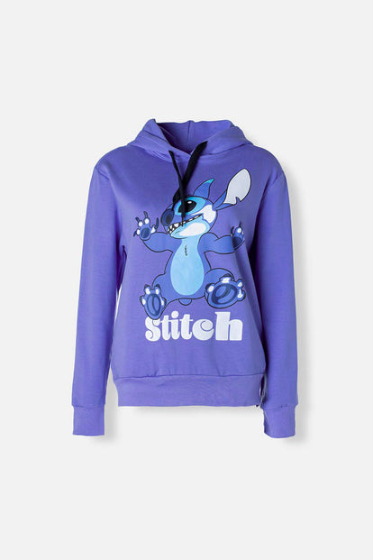 BUZO DE STITCH AZUL HORTENSIA CON CAPUCHA PARA MUJER