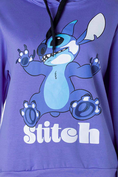 BUZO DE STITCH AZUL HORTENSIA CON CAPUCHA PARA MUJER