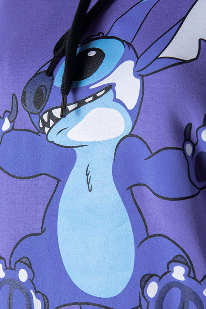 BUZO DE STITCH AZUL HORTENSIA CON CAPUCHA PARA MUJER