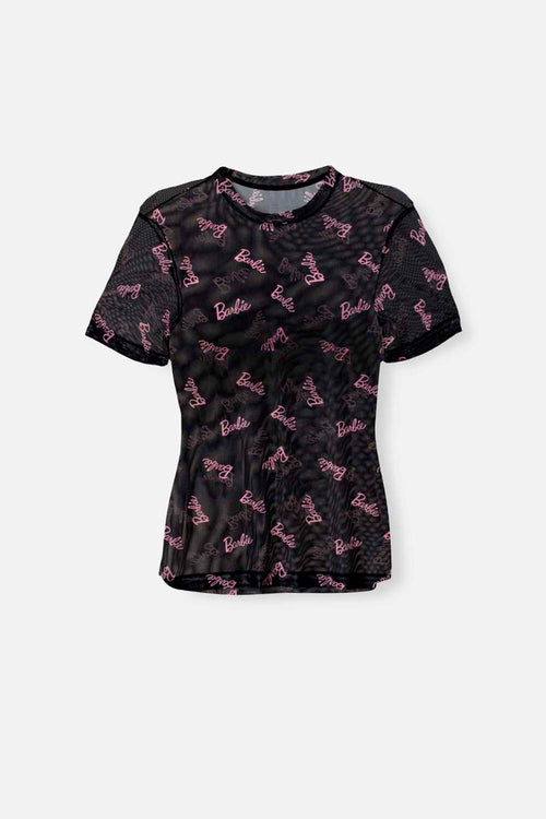 Card slide image -  CAMISETA DE BARBIE NEGRA CUELLO REDONDO PARA MUJER