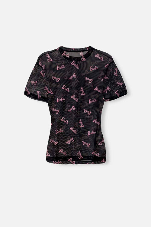 Card slide image -  CAMISETA DE BARBIE NEGRA CUELLO REDONDO PARA MUJER
