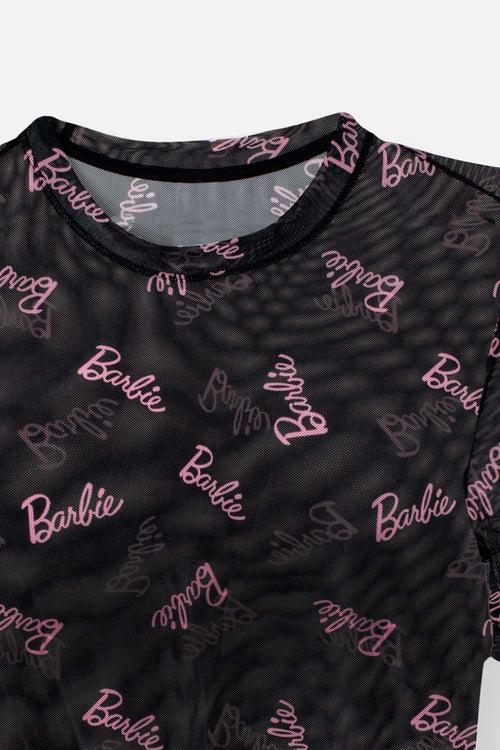 Card slide image -  CAMISETA DE BARBIE NEGRA CUELLO REDONDO PARA MUJER