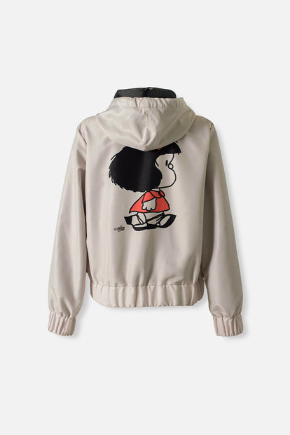 CHAQUETA DE MAFALDA CAQUI CON CAPUCHA PARA MUJER