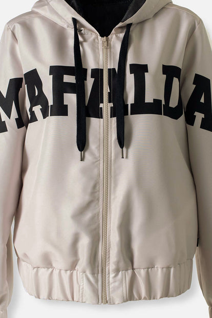 CHAQUETA DE MAFALDA CAQUI CON CAPUCHA PARA MUJER