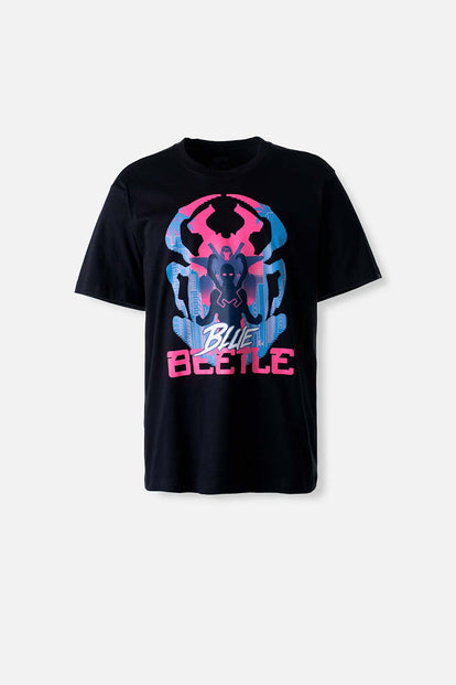 CAMISETA DE BLUE BEETLE MANGA CORTA NEGRA PARA HOMBRE