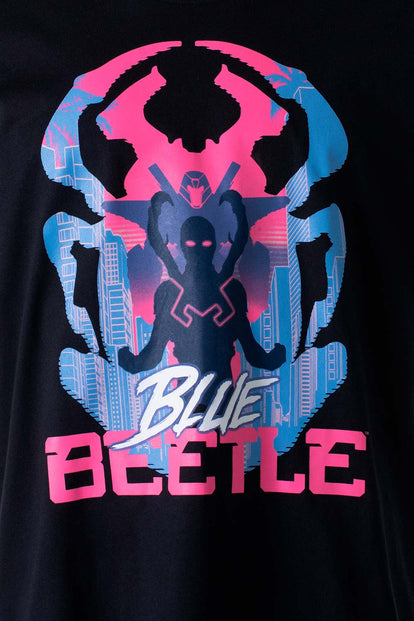  CAMISETA DE BLUE BEETLE MANGA CORTA NEGRA PARA HOMBRE
