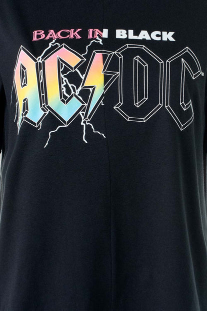  CAMISETA DE AC/DC NEGRA MANGA CORTA PARA MUJER