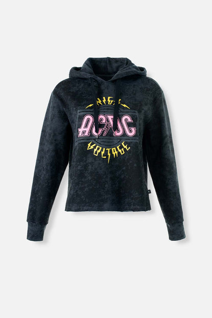  BUZO DE AC/DC GRIS TIPO CROP PARA MUJER