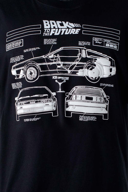  CAMISETA DE BACK TO THE FUTURE MANGA CORTA NEGRA PARA HOMBRE