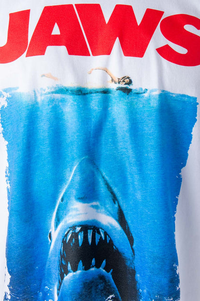  CAMISETA DE JAWS FRANCHISE MANGA CORTA BLANCA GÉNERO NEUTRO