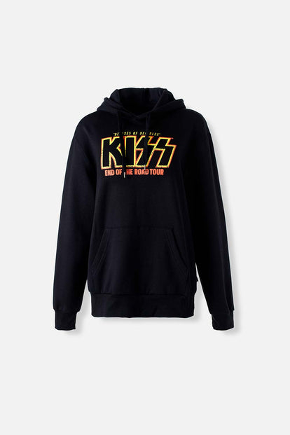  BUZO DE KISS NEGRO CON CAPUCHA GÉNERO NEUTRO