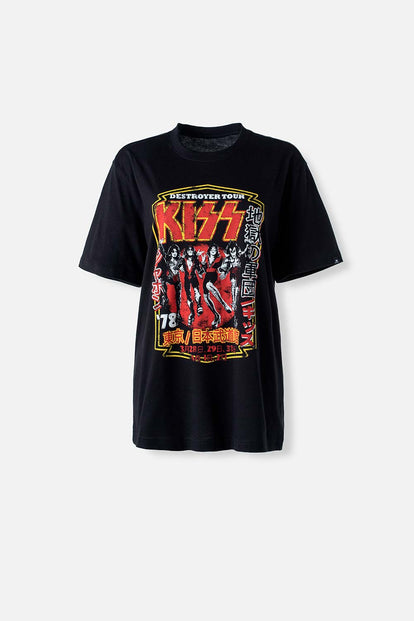  CAMISETA DE KISS MANGA CORTA NEGRA GÉNERO NEUTRO