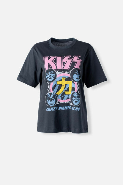  CAMISETA DE KISS GRIS MANGA CORTA PARA MUJER