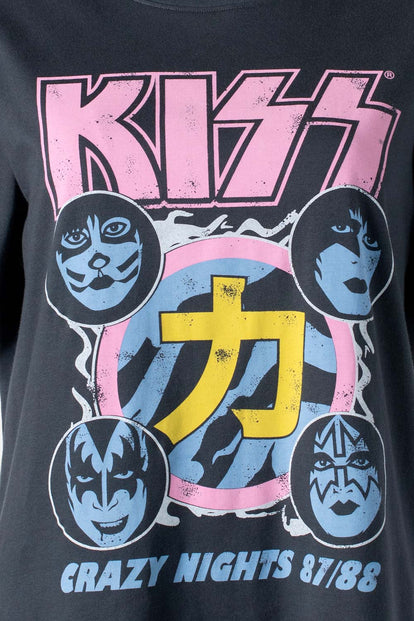  CAMISETA DE KISS GRIS MANGA CORTA PARA MUJER