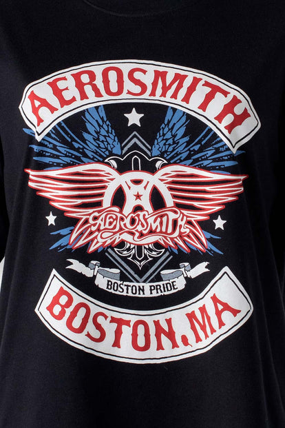  CAMISETA DE AEROSMITH NEGRA MANGA CORTA PARA MUJER