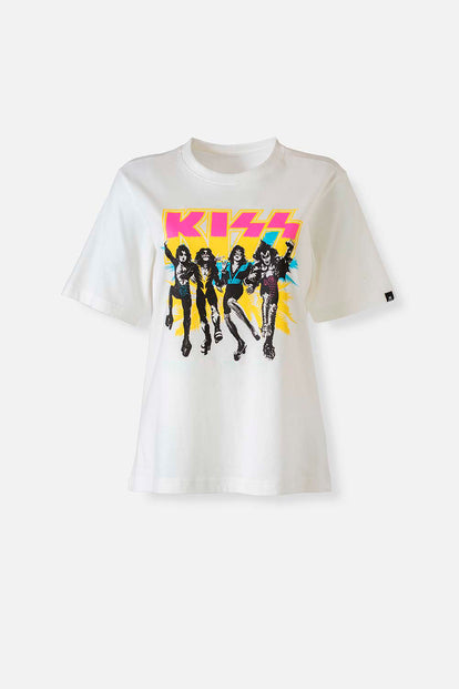  CAMISETA DE KISS MARFIL MANGA CORTA PARA MUJER