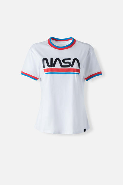  CAMISETA DE LA NASA BLANCA MANGA CORTA PARA MUJER