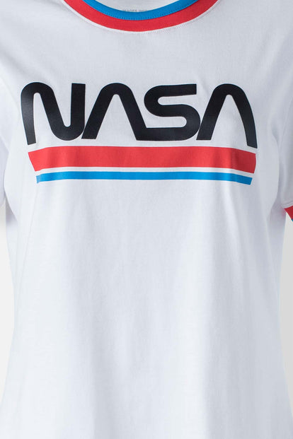  CAMISETA DE LA NASA BLANCA MANGA CORTA PARA MUJER