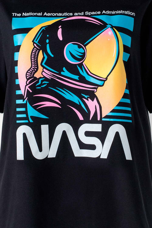 Card slide image -  CAMISETA DE LA NASA NEGRA MANGA CORTA PARA MUJER